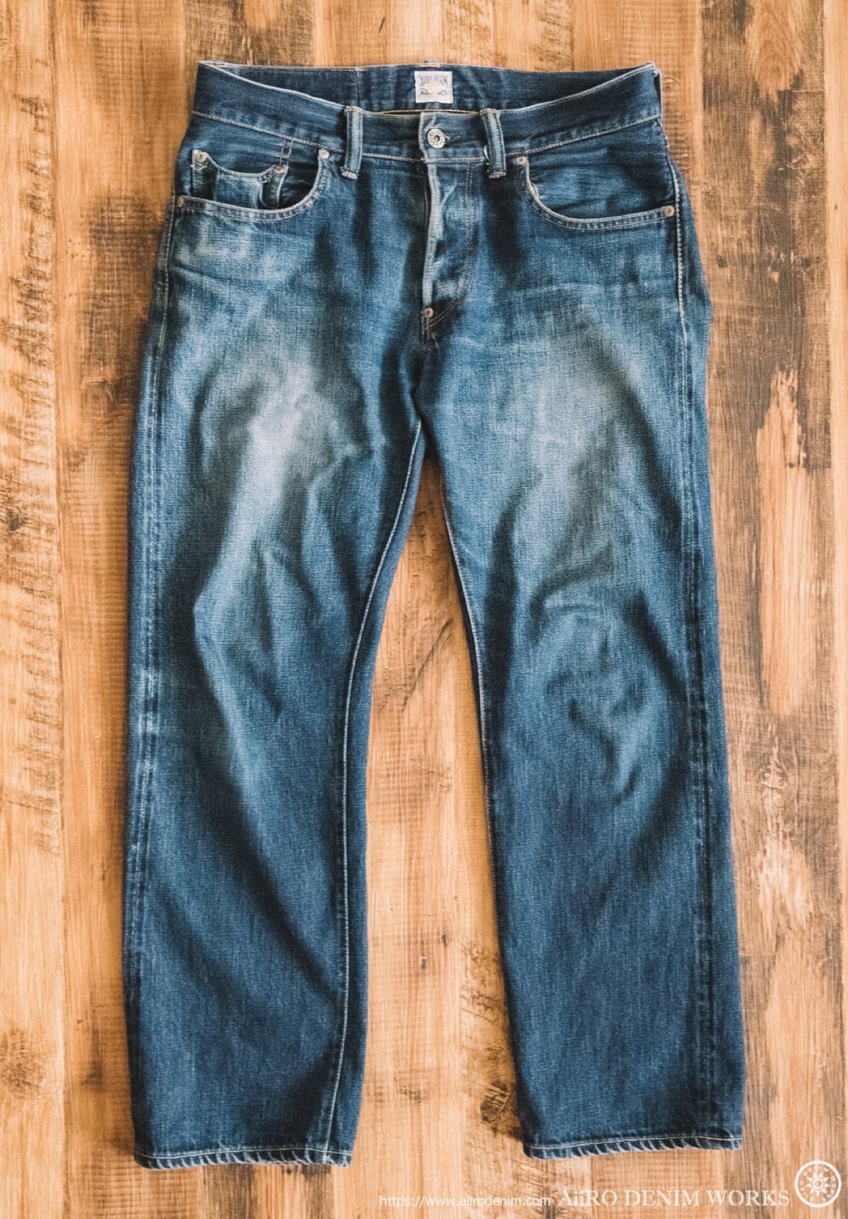 オリジナルジーンズ Cherokee 私物穿き込み14ヶ月 洗濯48回の色落ち Aiiro Denim Works